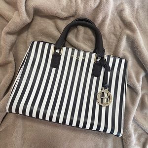 Iconic Henri Bendel Classic Striped Handbag